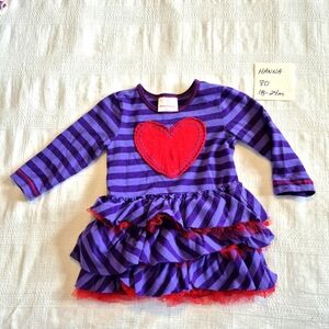 Hanna Andersson girls size 80 or 18-24 months 2 tone purple with heart dress